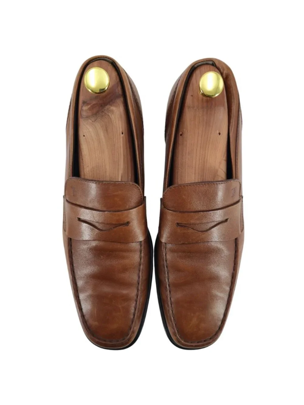 Tods Italy Mens Size 9.5 Light Brown Leather Dress Casual Shoes Penny Loafers - Picture 10 of 11